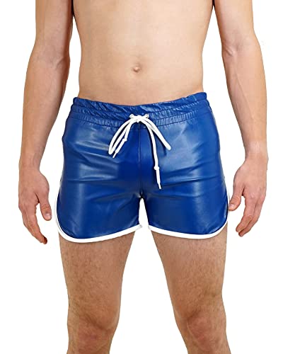 Bockle® Quick Pants Faux Blue Gay CSD Lederhose Gay CSD Lederhose Leder Shorts Pants Kurze Lederhose, Size: XL von Bockle