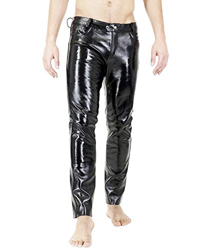 Bockle® Russian Leather Boy Lederhose Herren Leder Jeans Tube Röhre Skinny Slim Fit Herren, Size: 31W / 32L von Bockle