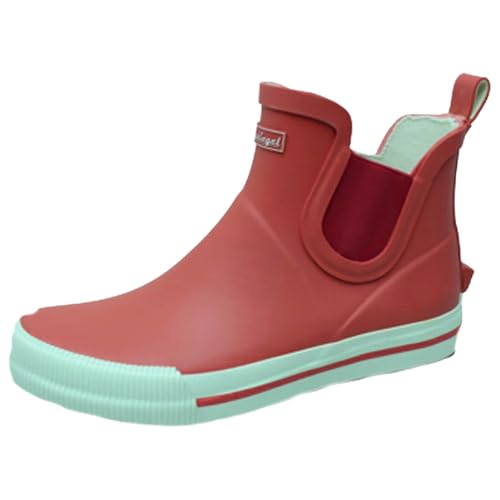 Bockstiegel Damen Gummistiefel Momo kurz mit seitlichem Elastikeinzug - Wasserdichte Stiefelette mit Ausziehhilfe in Rot-Weiß Größe 41 von Bockstiegel