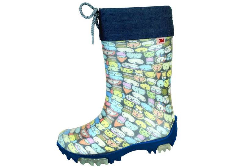 Bockstiegel Gummistiefel Kinder Regenstiefel Leon Transparent - Innenstrumpf Tierköpfe-Print von Bockstiegel