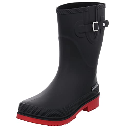 Bockstiegel Damen Gummistiefel Schuhe Lotte Gummistiefel Synthetik Regen Freizeit uni frauen-gummistiefel schwarz halbhoch rote sohle von Bockstiegel