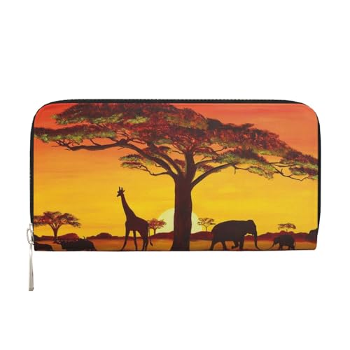 Bocvgbbrd African Animal Sunset Herren Leder Geldbörsen Herren Geldbörsen Herren Geldbörsen UK Kartenhalter Dokumentenbörsen Damengeldbörsen Ledergeldbörsen Geldbörse, Schwarz , Einheitsgröße, Modern von Bocvgbbrd