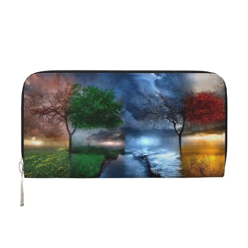 Bocvgbbrd Four Season Tree Herren Ledergeldbörsen Herren Geldbörsen Herren Geldbörsen UK Kartenhalter Dokumentengeldbörsen Damengeldbörsen Ledergeldbörsen Portemonnaie, Schwarz , Einheitsgröße, Modern von Bocvgbbrd