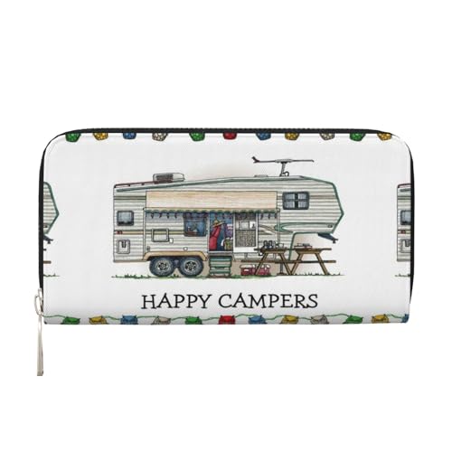 Bocvgbbrd Happy Camper Herren Leder Geldbörsen Herren Geldbörsen Herren Geldbörsen UK Kartenhalter Dokumentengeldbörsen Damengeldbörsen Ledergeldbörsen Portemonnaie, Schwarz , Einheitsgröße, Modern von Bocvgbbrd