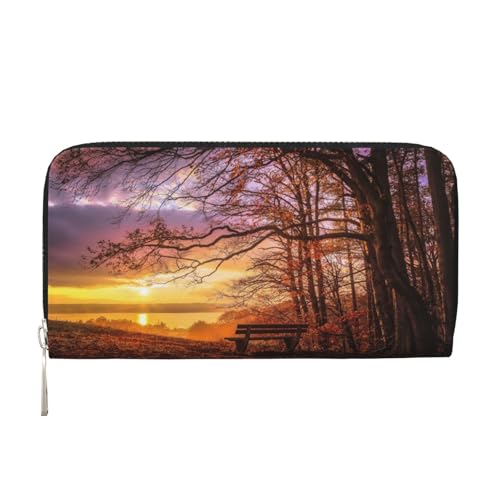 Bocvgbbrd Lonely Bench Sunset Herren Leder Geldbörsen Herren Geldbörsen Herren Geldbörsen UK Kartenhalter Dokumentenbörsen Damengeldbörsen Ledergeldbörsen Portemonnaie, Schwarz , Einheitsgröße, Modern von Bocvgbbrd