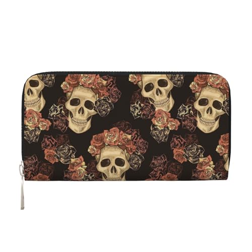 Bocvgbbrd ROSE SKULL Herren Leder Geldbörsen Herren Geldbörsen Herren Geldbörsen UK Kartenhalter Dokumentengeldbörsen Damengeldbörsen Ledergeldbörsen Portemonnaie, Schwarz , Einheitsgröße, Modern von Bocvgbbrd