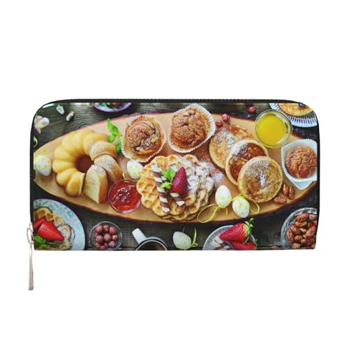 Bocvgbbrd Schöne Frühstück Herren Leder Geldbörsen Herren Geldbörsen Herren Geldbörsen UK Kartenhalter Dokumentenbörsen Damengeldbörsen Ledergeldbörsen Portemonnaie, Schwarz , Einheitsgröße, Modern von Bocvgbbrd