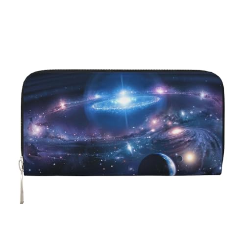 Bocvgbbrd Space Planets Herren Leder Geldbörsen Herren Geldbörsen Herren Geldbörsen UK Kartenhalter Dokumentengeldbörsen Damengeldbörsen Ledergeldbörsen Portemonnaie, Schwarz , Einheitsgröße, Modern von Bocvgbbrd