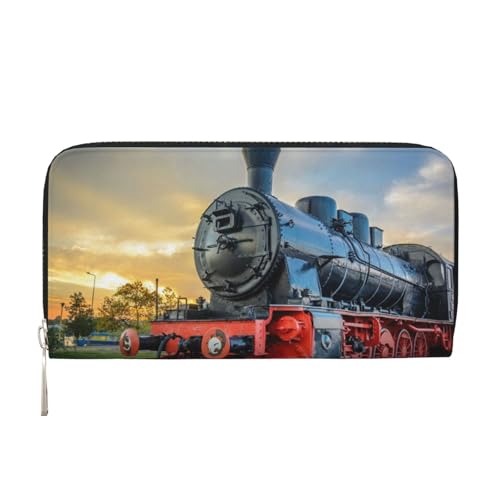 Bocvgbbrd Steam Train Herren Leder Geldbörsen Herren Geldbörsen Herren Geldbörsen UK Kartenhalter Dokumentengeldbörsen Damengeldbörsen Ledergeldbörsen Portemonnaie, Schwarz , Einheitsgröße, Modern von Bocvgbbrd
