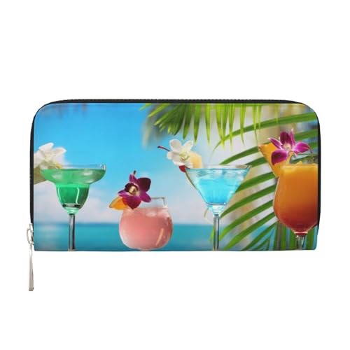 Bocvgbbrd Tropical Beach Drink Herren Leder Geldbörsen Herren Geldbörsen Herren Geldbörsen UK Kartenhalter Dokumentenbörsen Damengeldbörsen Ledergeldbörsen Portemonnaie, Schwarz , Einheitsgröße, von Bocvgbbrd