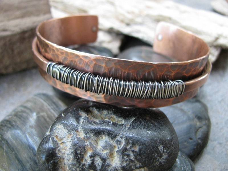 Weihnachtsverkauf 15% Sale Wird Automatisch Beim Checkout Angewendetkupfer Und Sterling Cuff Armband von BodeesJewelry