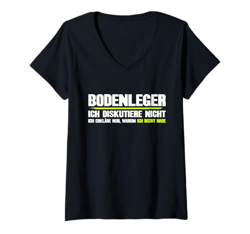 Damen Bodenleger lustiger Parkettleger Spruch Fliesenleger T-Shirt mit V-Ausschnitt von Bodenleger lustiger Parkettleger Spruch