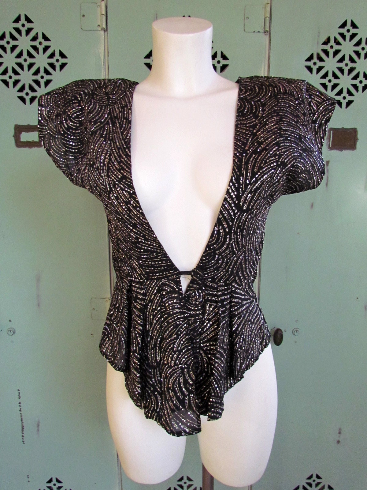 Vintage Party Bluse Wendbar Dynasty Style Top Gold Und Silber Glitzer Details Urlaub Nye Weste 1980Er Jahre Cocktail 1940Er von BodesWellShop