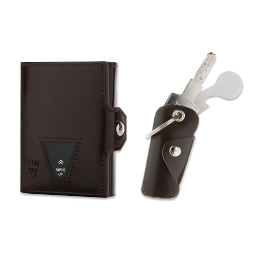 Bodesa Valore Echtem Leder 3-in-1 Set Slim Wallet, Schlüsseletui und Einkaufswagenlöser | Portmonee mit Münzfach und RFID Schutz | Kleine Geldbörse Schlüsseltasche Kartenetui von Bodesa Valore