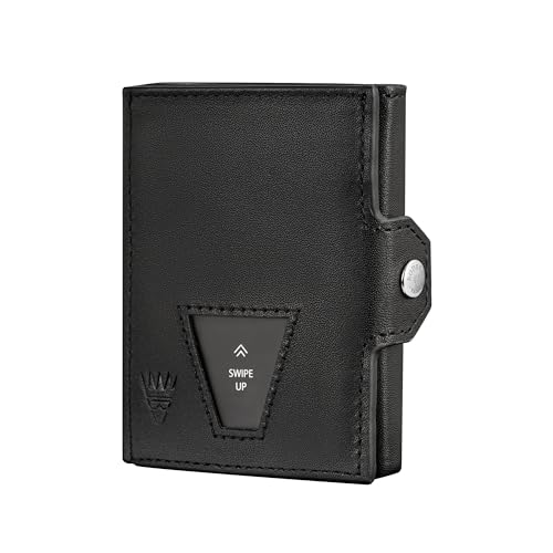 Premium Qualität Slim Wallet mit Münzfach | Portemonnaie Echtleder RFID Schutz | Kartenetui Geldbeutel für Männer & Frauen | Kleine Geldbörse Damen & Herren (Mit M Münzfach Geldbörse, Schwarz) von Bodesa Valore