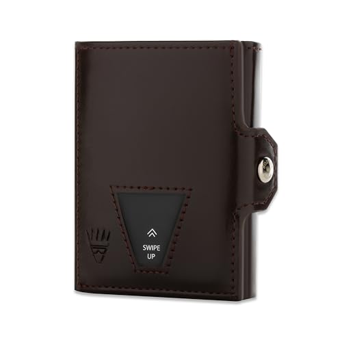 Premium Qualität Slim Wallet mit Münzfach | Portemonnaie Echtleder RFID Schutz | Kartenetui Geldbeutel für Männer & Frauen | Kleine Geldbörse Damen & Herren (Mit M Münzfach Geldbörse, Braun-Elegant) von Bodesa Valore