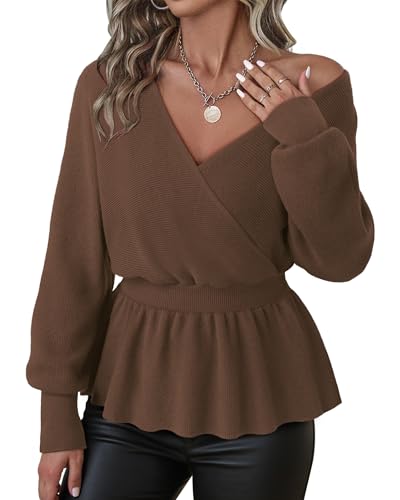 Bodhi talk Pullover Damen Elegant: Elegant Lange Ärmel Pullover für Damen - Casual Langarm Oberteile 2025 Winter für Freizeit - Sweater mit Ballonärmeln von Bodhi talk