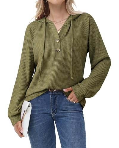 Bodhi talk Oversize Kapuzenpullover Damen - Komfortabel, Modefern & Universal - Geeignet für Heim & Freizeit - Armeegrün XL von Bodhi talk