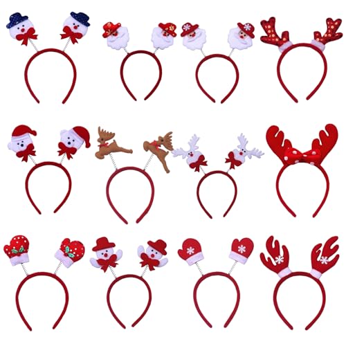 Anti-Rutsch-Feiertags-Stirnband, 12 Stück, Weihnachts-Elchhörner mit Schleife, Dekoration für Erwachsene und Kinder, niedliches Weihnachtsgeweih-Haarband, Party Zufällige Farbe 12pcs von Bodhi2000