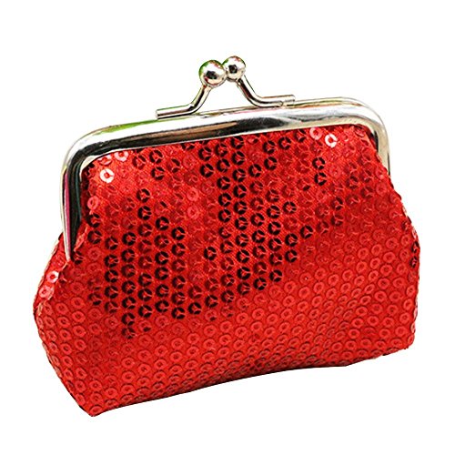 Bodhi2000® Damen Mädchen Mini Pailletten Schnalle Münzgeldbörse klein Clutch, rot, Einheitsgröße von Bodhi2000