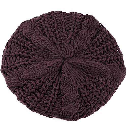 Bodhi2000® Damen Winter Stretch Strickmütze Crochet Geflochten Beanie Mütze Baskenmütze, coffee, Einheitsgröße von Bodhi2000