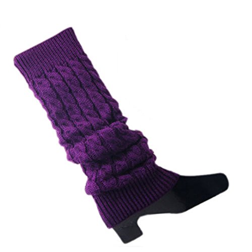 Bodhi2000® Damen Winter-Strick-Beinstulpen, kniehoch, Stiefelsocken Gr. Einheitsgröße, violett von Bodhi2000