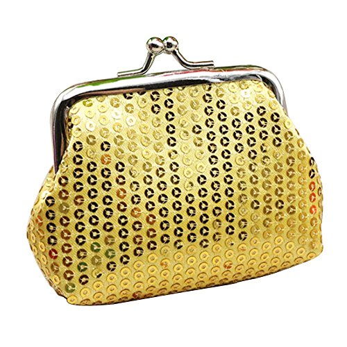 Bodhi2000® Damen Mädchen Mini Pailletten Schnalle Münzgeldbörse klein Clutch, gold, Einheitsgröße von Bodhi2000