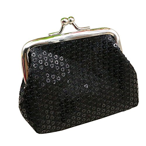 Bodhi2000® Damen Mädchen Mini Pailletten Schnalle Münzgeldbörse klein Clutch, Schwarz , Einheitsgröße von Bodhi2000