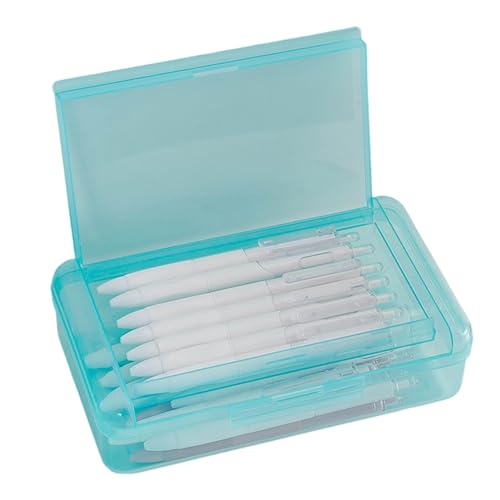 Bodhi2000 Stapelbare Bleistiftbox, transparentes Kunststoff-Federmäppchen, Knopfverschluss, großes Fassungsvermögen, doppelschichtige Malstiftbox, Bleistift-Aufbewahrungsbox Grün von Bodhi2000
