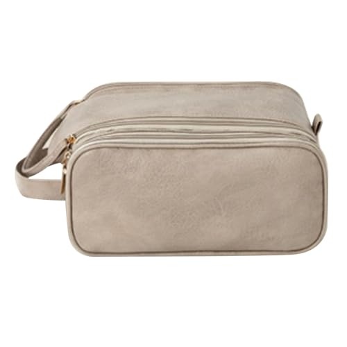 Reise-Make-up-Tasche, wasserdichte tragbare Tasche, offene, Flache Kulturtasche, Make-up-Organizer mit Trennwand und Griff, Kulturbeutel, vertikaler, freistehender Bürstenhalter für einfachen Kamel Reise-Make-up-Tasche, wasserdichte tragbare Tasche, offene, Flache Kulturtasche, Make-up-Organizer mit Trennwand und Griff, Kulturbeutel, vertikaler, freistehender Bürstenhalter für einfachen Kamel von Bodhi2000