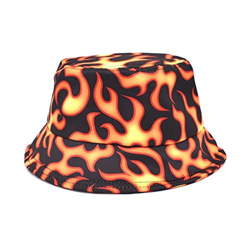 Unisex Eimer Hut Breite Krempe Eimer Hut Outdoor Sommer Reise Strand hüte Faltbare Fischer Hut für Männer Frauen Teen Mädchen Flamme von Bodhi2000