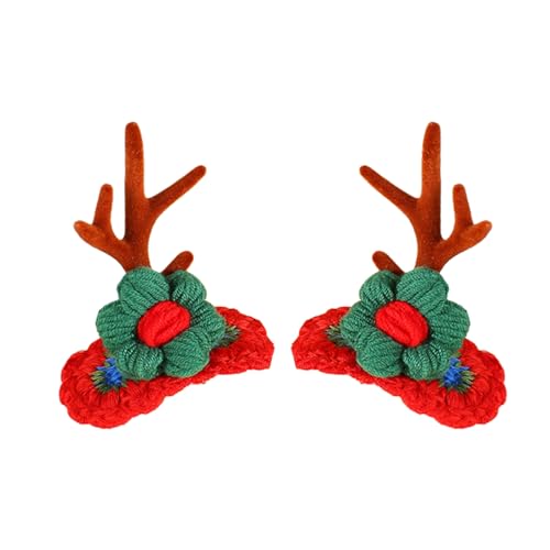 Weihnachtsfeier-Clip, 1 Paar, niedliches Elchhorn, weiße Pompon-Blume, rutschfest, Urlaubsdekoration, Erwachsene, Kinder, Mädchen, Weihnachten, Haarnadel, Haarspange, Zubehör B von Bodhi2000