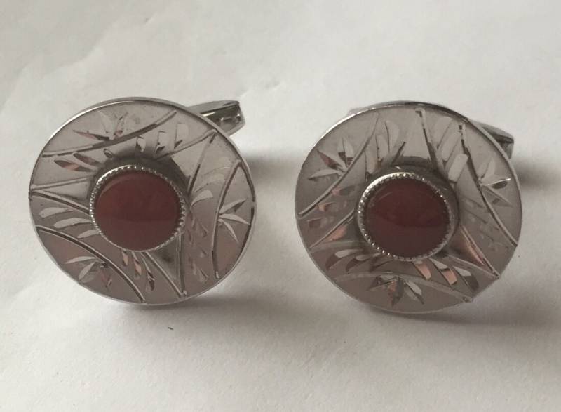 Vintage Geätzte Sterling Silber Karneol Manschettenknöpfe Foster von BodhisJunque