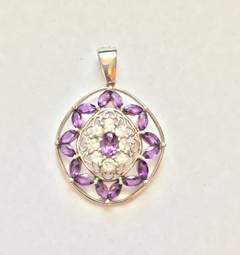 Vintage Sterling Silber Amethyst Anhänger von BodhisJunque