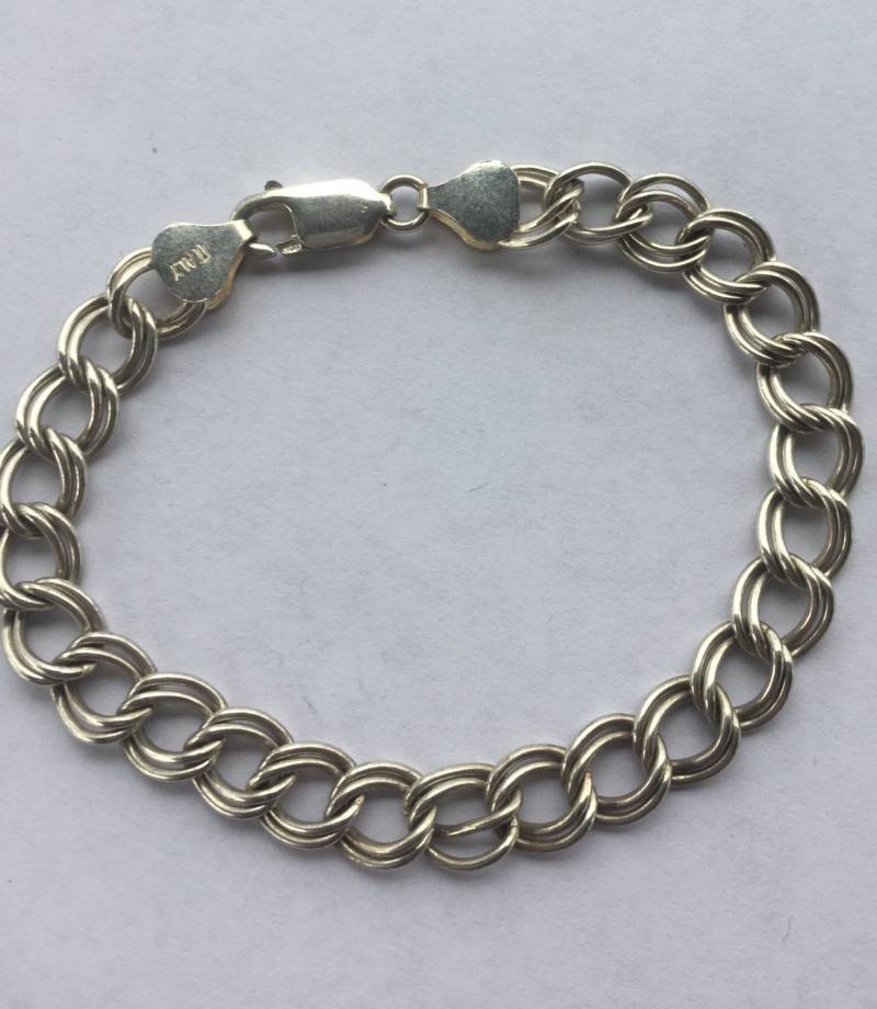 Vintage Sterling Silber Doppel Glieder Armband von BodhisJunque