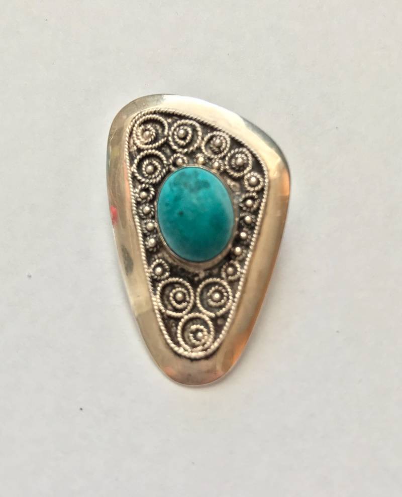 Vintage Sterling Silber Türkis Pin Anhänger Israel von BodhisJunque