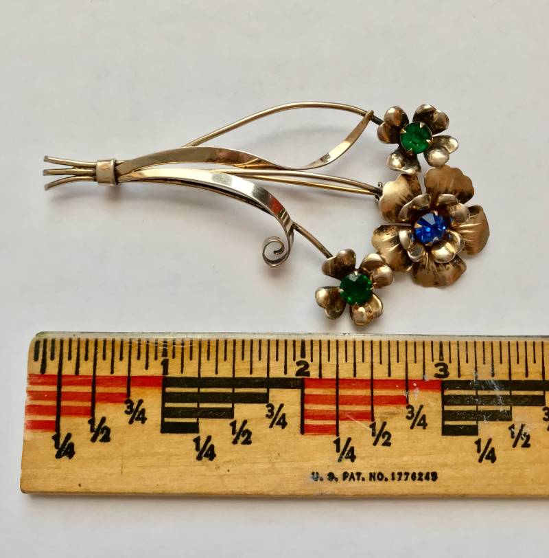 Vintage Sterling Silber Vermeil Blumenstrauß Pin Brosche von BodhisJunque