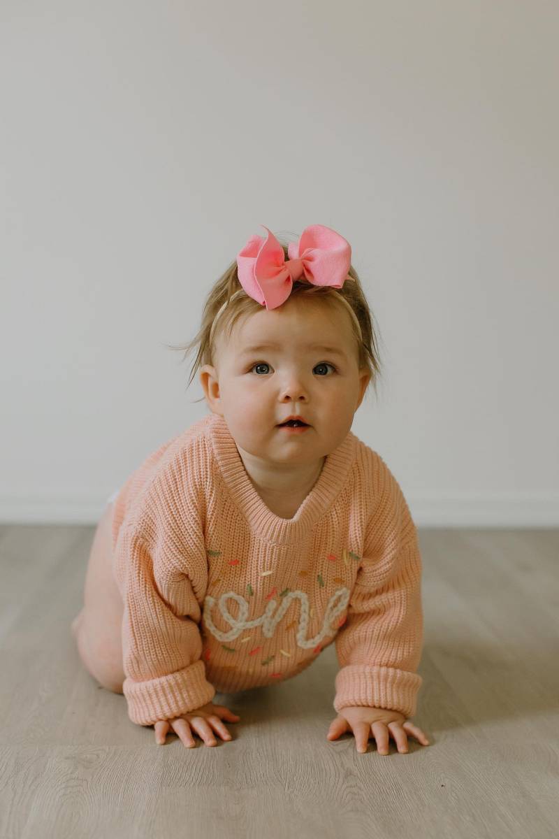 Hand Bestickter Pullover Erster Geburtstag Baby Mädchen von BodokeKidsBoutique