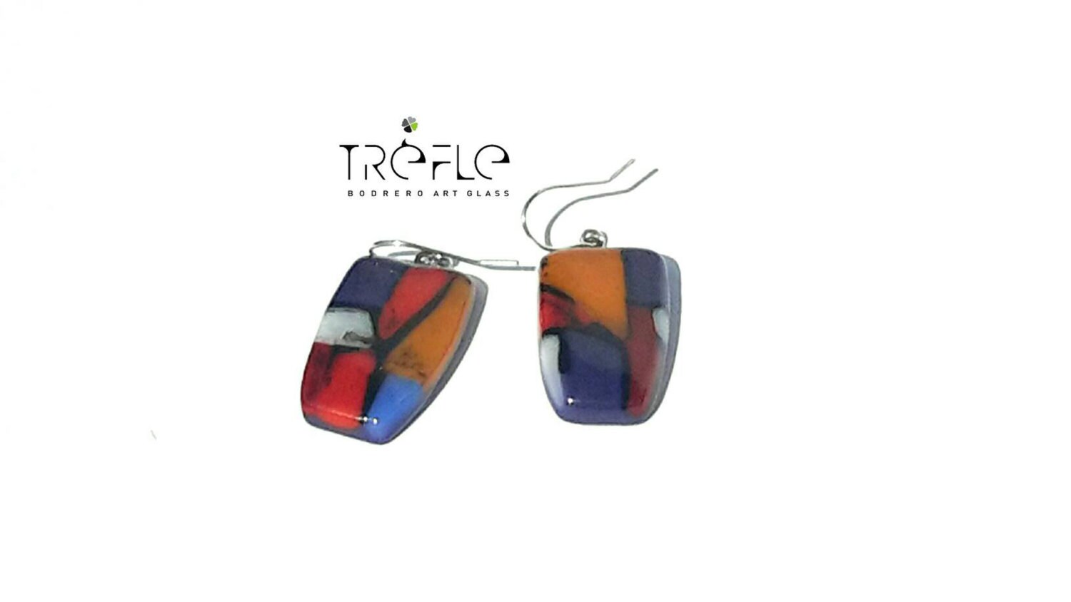 Ohrringe Aus Silber - Und Glasfusion, Mosaik Ohrringe Aus Silber - Und Glasfusion, Mosaik von BodreroArtGlass