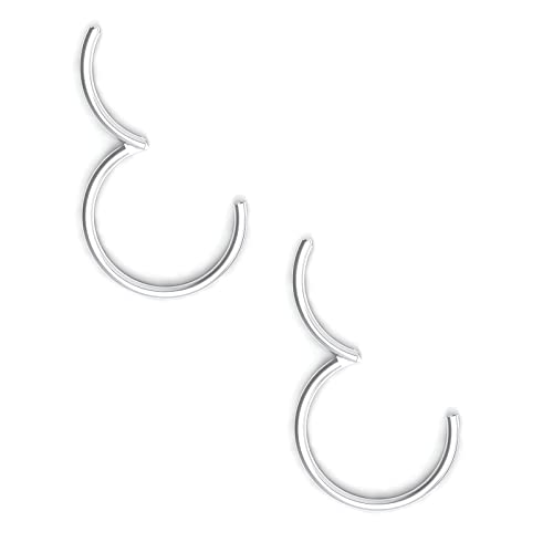 Body CAC 2 Stück-0,8mm × 7mm Damen Chirurgenstahl Scharnier Nasenringe Ohr Edelstahl Helix Piercing Knorpel Tragus Ohrstecker von Body CAC