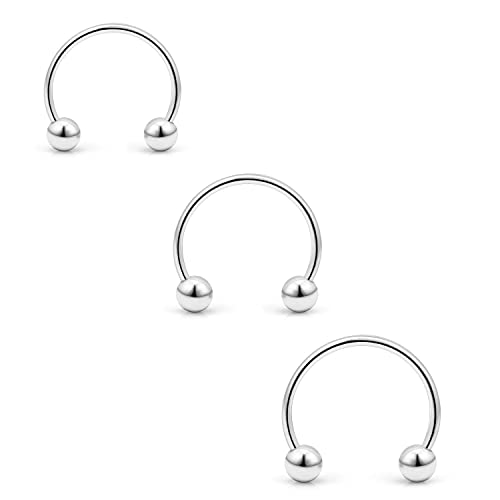 Body CAC 3 Stück-1,0mm Septum Piercing Hufeisen Chirurgenstahl 18g, 3mm Glatte Kugel Chirurgenstahl Kreisförmige Nasenringe,Hufeisen Septum Piercing für Frauen von Body CAC