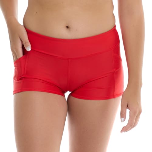 Body Glove Damen Rider Swim Shorts With Elastic Waistband, Spf 50+ Bikini Unterteile, Smoothie True Red, L EU von Body Glove