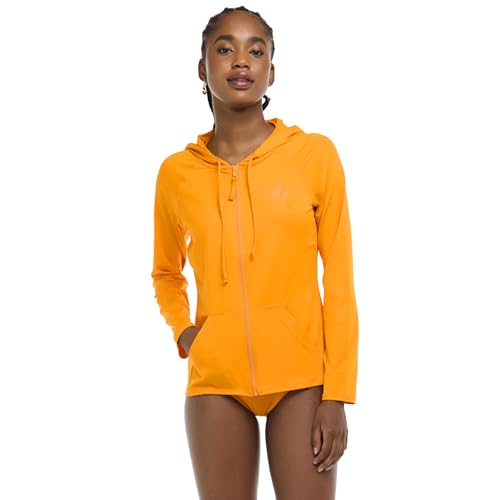 Body Glove Damen Smoothies Barbara Solid Zip Front Hoodie Rashguard with UPF 50 Rash-Guard-Shirt, Aprikose, XL von Body Glove