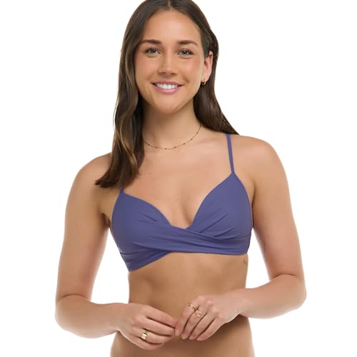 Body Glove Damen Smoothies Kerry Solid Twist Front Top Swimsuit with Adjustable 2-Way Back Detail Bikini, Blau-Iris Blue, Large von Body Glove