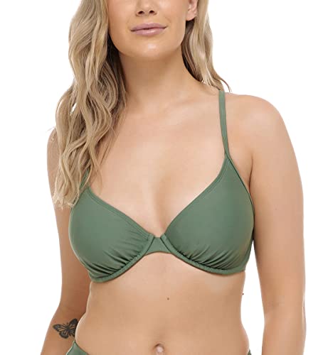 Body Glove Damen Smoothies Solo Solid Underwire D, DD, E, F Cup Top Swimsuit Bikini, Cactus, D von Body Glove