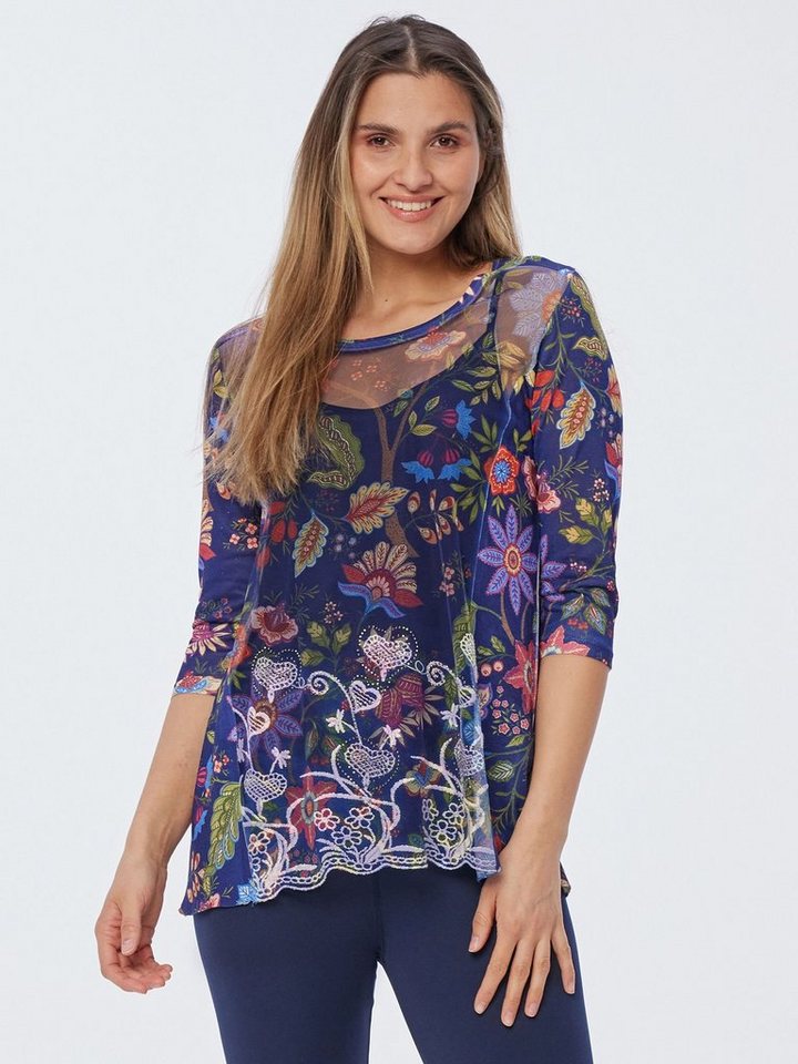 Body Needs Schlupfbluse Layershirt figurumspielend (Packung, mit Top) mit Farm-Flowers-motiv von Body Needs