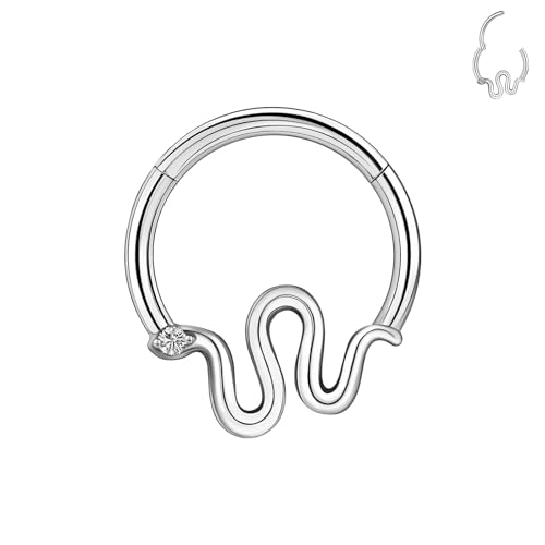 BodyAce 16G Nasenpiercing Septum Reifen Edelstahl Ohrring für Frauen Männer Tragus Piercings Helix Conch Piercing Nase Lippen Ohr Schmuck [Schlange;8mm] von BodyAce
