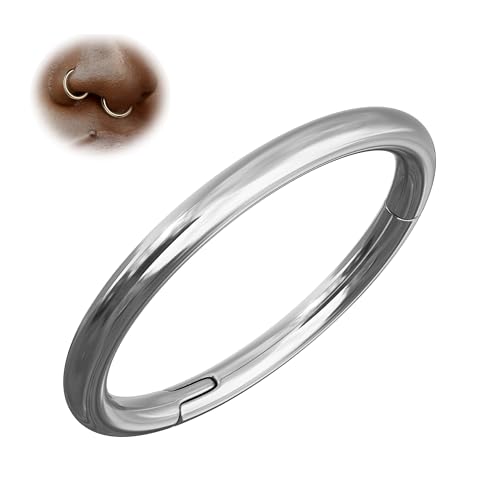 BodyBonita 1 Stück Nahtlose Nasenring aus G23-Titan – Piercing Septum Schmuck für Damen Herren 20G Nasenpiercings Körperpiercing Bequemer Lippen Conch Tragus Helix Rook Silber 10mm von BodyBonita