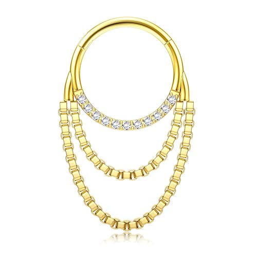 BodyBonita 16G Septum Piercing Klicker - 316L Edelstahl Nasenring Frauen Nasenpiercing Dangle Ohrringe Hoop Knorpel Conch Piercing Schmuck Tragus Daith Helix Gold 8 mm Radiant Clicker Duo Chain BodyBonita 16G Septum Piercing Klicker - 316L Edelstahl Nasenring Frauen Nasenpiercing Dangle Ohrringe Hoop Knorpel Conch Piercing Schmuck Tragus Daith Helix Gold 8 mm Radiant Clicker Duo Chain von BodyBonita