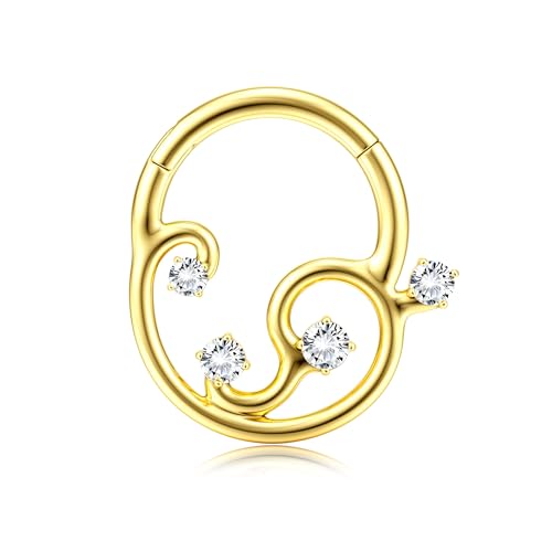 BodyBonita 16G Septum Piercing Klicker - 316L Edelstahl Nasenring für Frauen Männer Nasenpiercing Dangle Ohrringe Hoop Knorpel Conch Piercing Schmuck Tragus Daith Helix Gold 10 mm Galactic Quartet BodyBonita 16G Septum Piercing Klicker - 316L Edelstahl Nasenring für Frauen Männer Nasenpiercing Dangle Ohrringe Hoop Knorpel Conch Piercing Schmuck Tragus Daith Helix Gold 10 mm Galactic Quartet von BodyBonita
